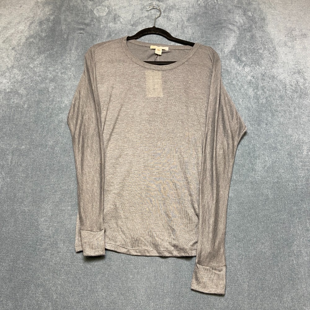 Vintage Derek Heart Top Womens Medium Gray Long Sleeve Crew Neck Lightweight